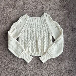 Free People Ivory Cable Knit Sweater